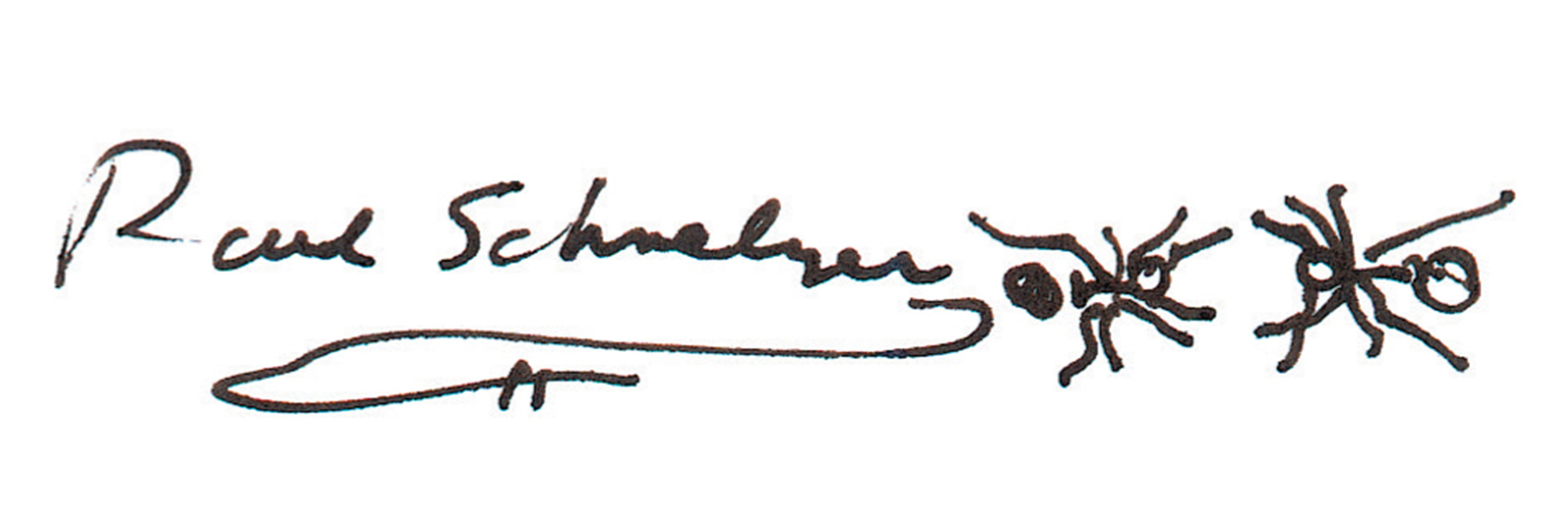 A photograph of Edward O. Wilson's written version of the name Paul Schmelzer.