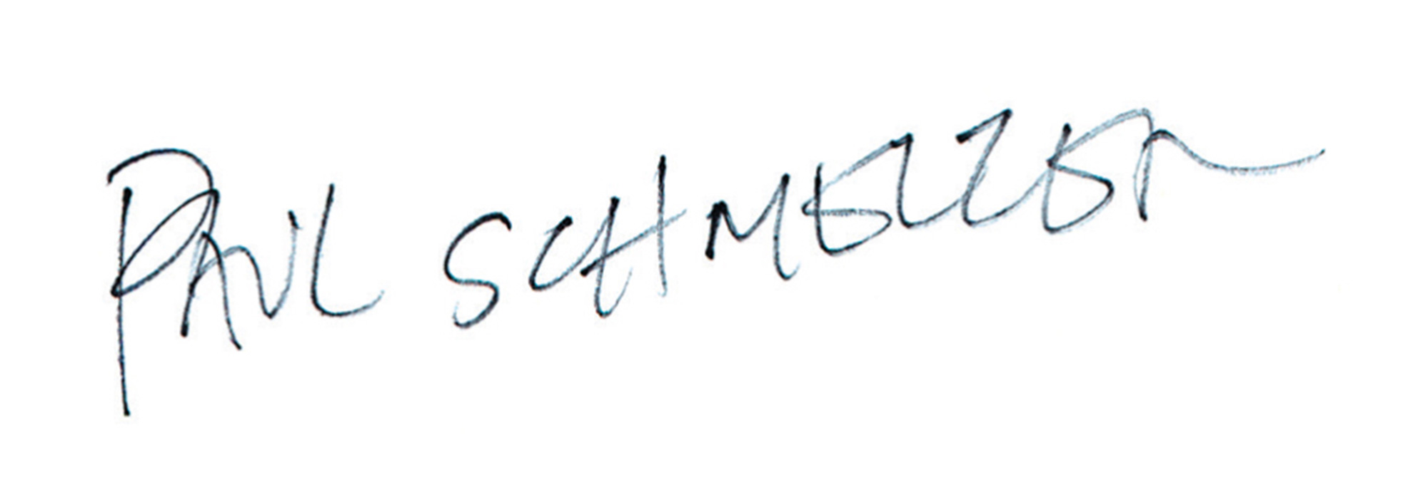 A photograph of Frank Gehry's written version of the name Paul Schmelzer.