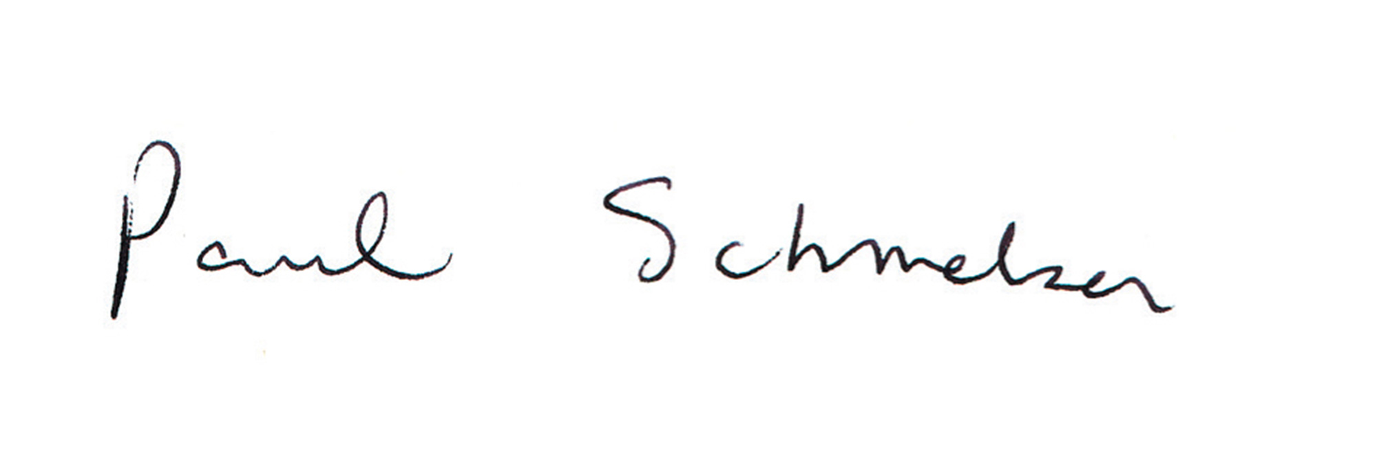 A photograph of David Sedaris's written version of the name Paul Schmelzer.