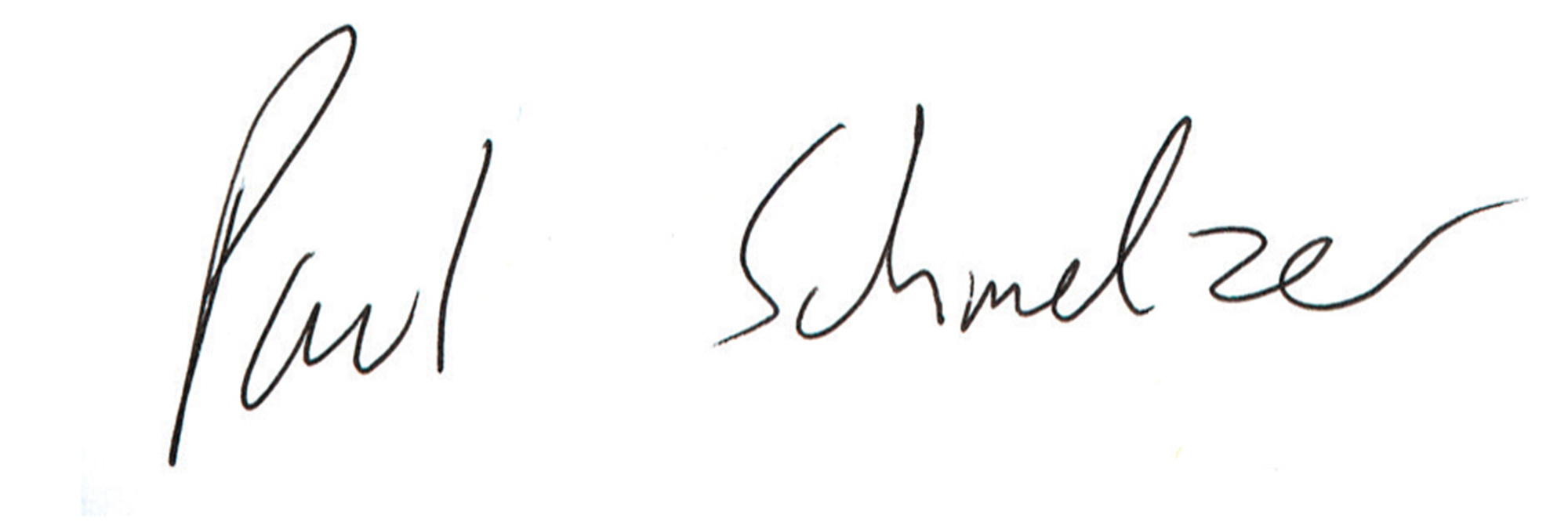 A photograph of Naomi Klein's written version of the name Paul Schmelzer.