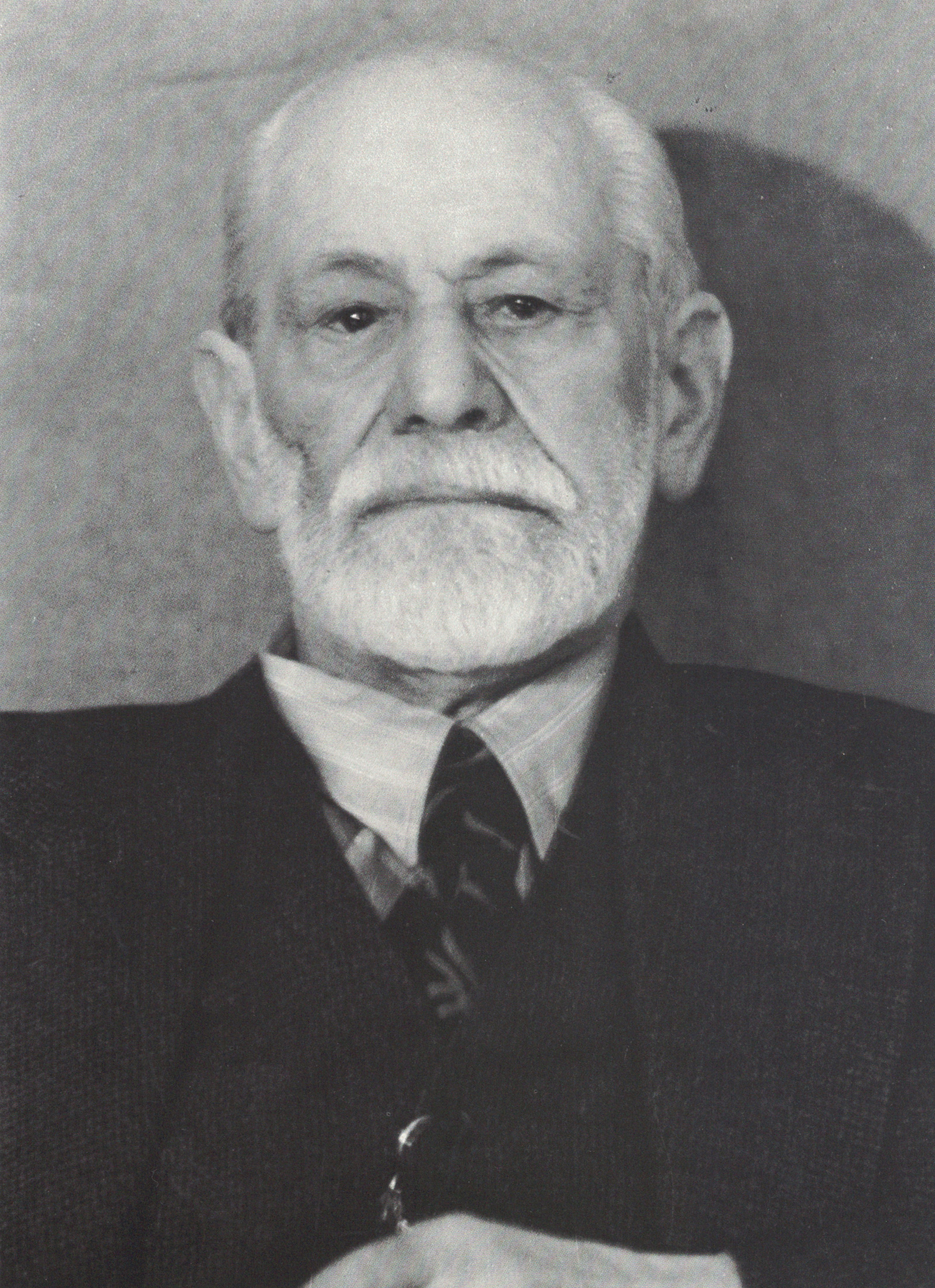 A photographic portrait of Sigmund Freud.