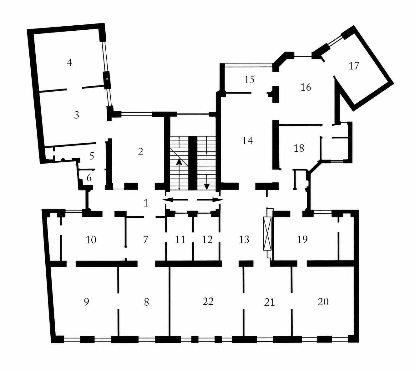 Floor plan of the large Freud apartment at Berggasse nineteen.