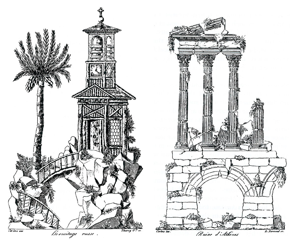 Two of Carême’s architectural drawings from his book 